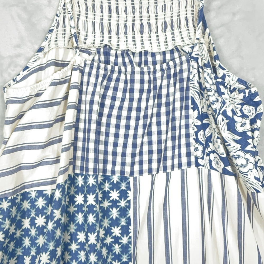 Universal Thread Sundress Womens XL Blue Patchwork Smocked Maxi Ruffle Boho - Picture 8 of 11